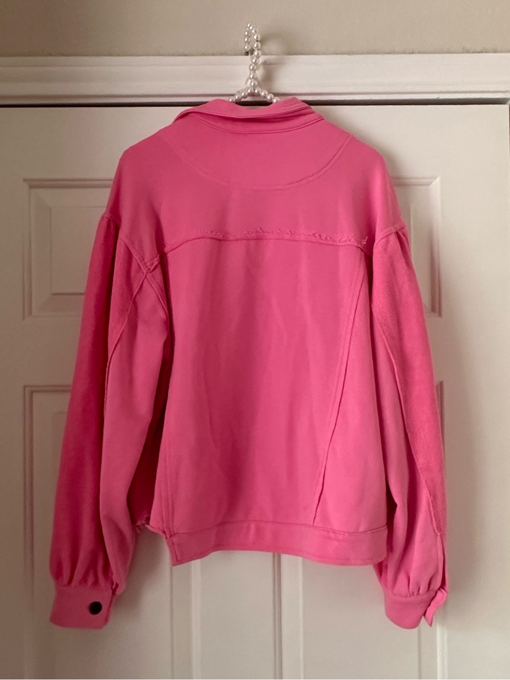 Pol Bubblegum Pink Distressed Crop Jacket - Picture 7 of 10